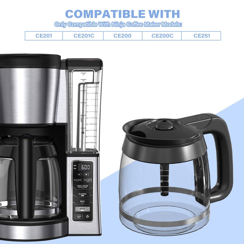 GVANIAMY 12-Cup Coffee Pot Replacement Carafe Compatible With Ninja Coffee Brewer Maker Models Ce251 Ce201 Ce201C Ce200 Ce200C Model# Xglslid200 - Image 2